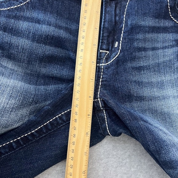 Miss Me Dark Wash Sequin Flap Pockets Low Rise Bootcut Jeans Size 31 - Picture 13 of 15